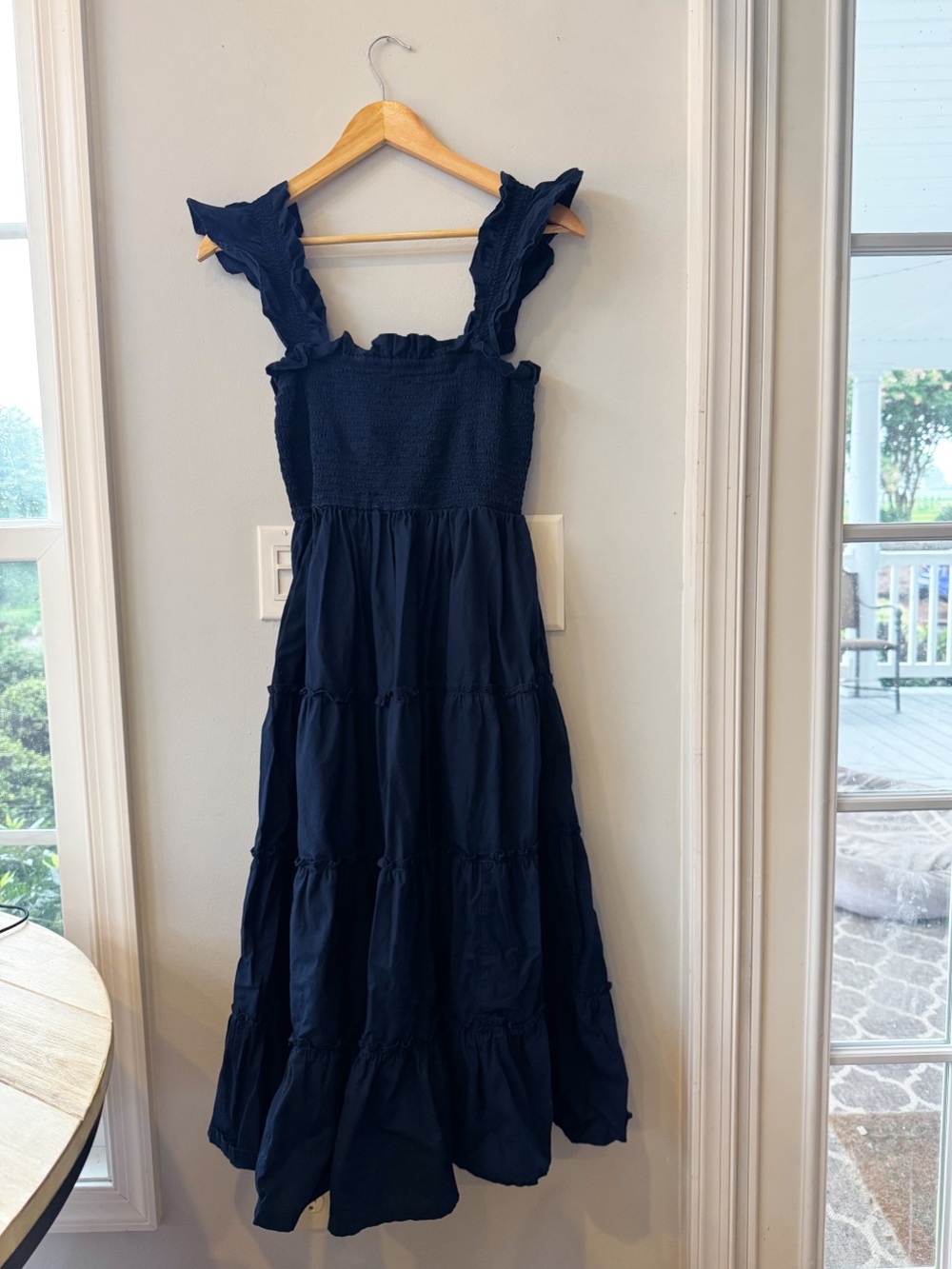 Crown and Ivy Midi Navy Blue Nap Dress Ruffle Tiered
